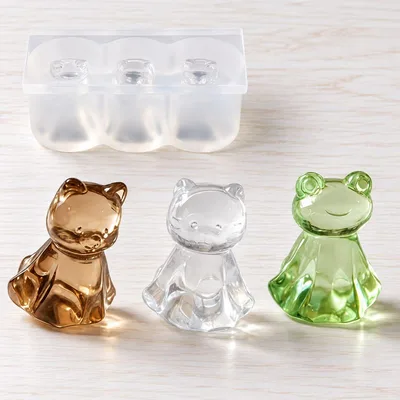 おばけ風 くま 猫 カエル シリコンモールド 3個取り レジン型 ハンドメイド