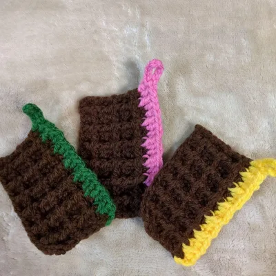 チョコワッフル☆ワッフル編み手編み アクリルたわし 3枚セット☆