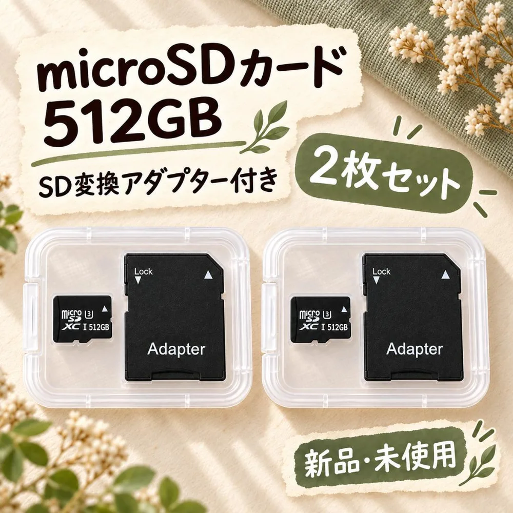 microSDカード 512GB 2枚セット SD変換アダプター付き