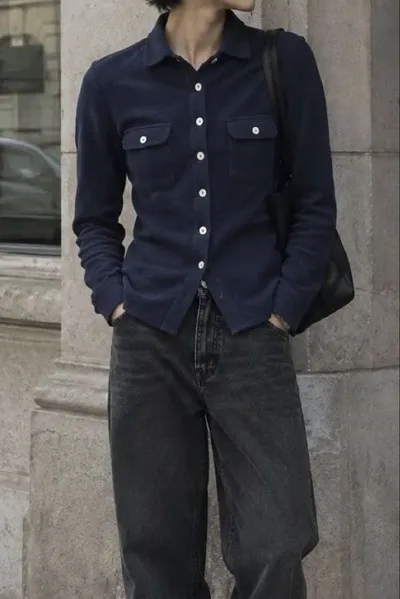 00s archive navy shirt cardigan