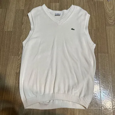 LACOSTE ラコステ Vネック ニットベスト ベージュサイズ4 ホワイト
