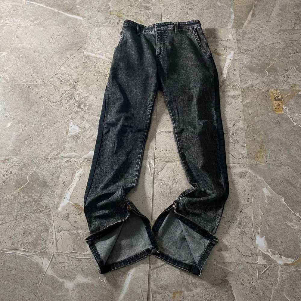 swag EDWIN 裾ジップギミック ブラックスキニーデニム Y2K フェード