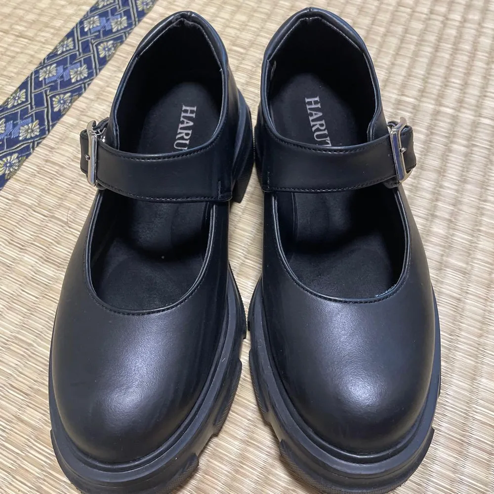 HARUTA 厚底ストラップシューズ 黒 22.5cm