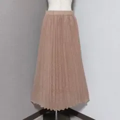 サルーン プリーツ ロング フレア スカート ブラウン