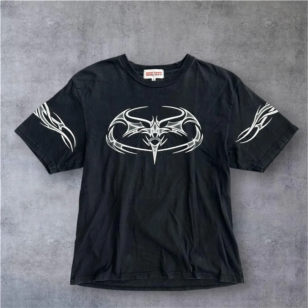 00's トライバル Tシャツ 両面プリント L 黒 お兄系 サイバー y2k