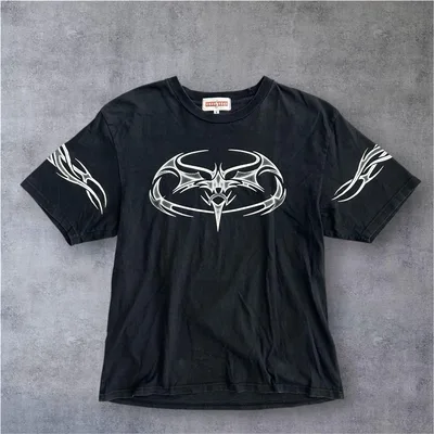 00's トライバル Tシャツ 両面プリント L 黒 お兄系 サイバー y2k