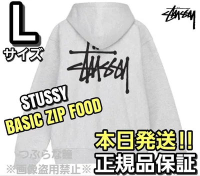 ステューシー STUSSY BASIC ZIP HOOD グレー L