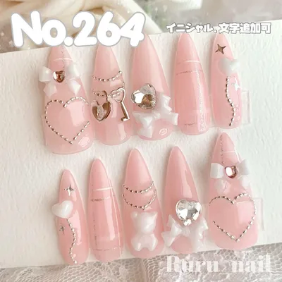 【現品】ネイルチップ♡ピンク 量産型地雷韓国ワンホンイニシャルキラキラガーリー