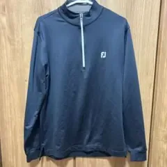 メンズL フットジョイゴルフハーフジップシャツ ブラック ストレッチ FJ 良品