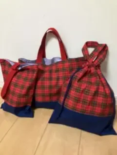 ハンドメイド チェック柄 入園・入学3点セット