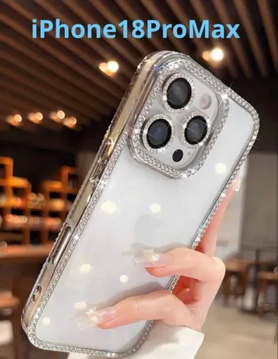 iPhone18ProMax用ケース ラインストーン装飾 クリア3001