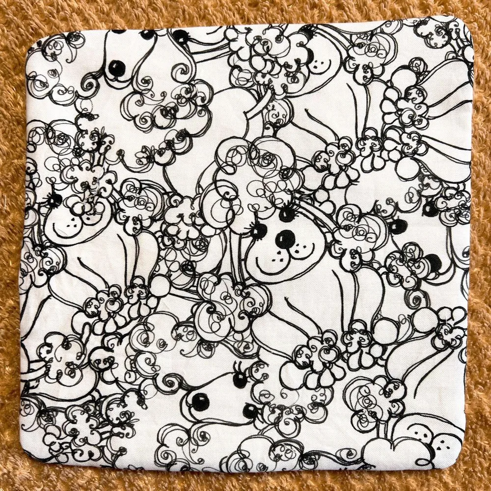 ロラライハリス プードルパーティー柄 ハンドメイド6重ガーゼハンカチ