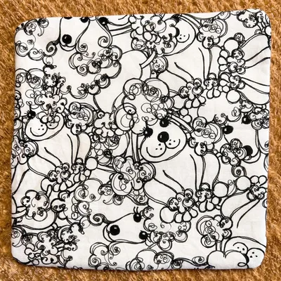 ロラライハリス プードルパーティー柄 ハンドメイド6重ガーゼハンカチ