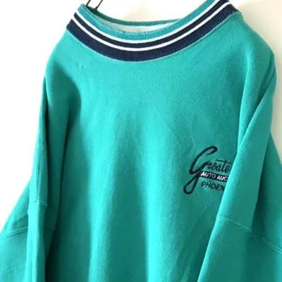 LA LOVING Greater 刺繍 スウェット グリーン 緑 古着