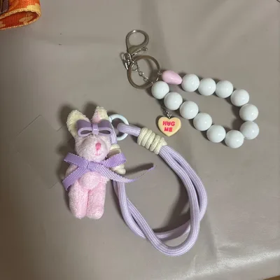 うさぎチャーム&ビーズストラップ 2点セット