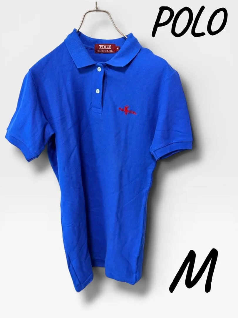 POLO MARK ELLIOT 半袖 ポロシャツ ロング丈ブルー M