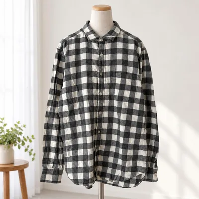 ユニクロ UNIQLO フランネルチェックシャツ 綿100% 長袖 M《f582