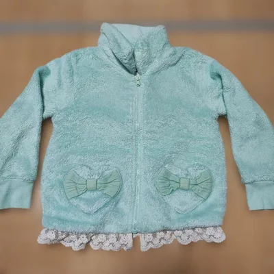 キッズ フリースジャケット ミントグリーン リボン付き