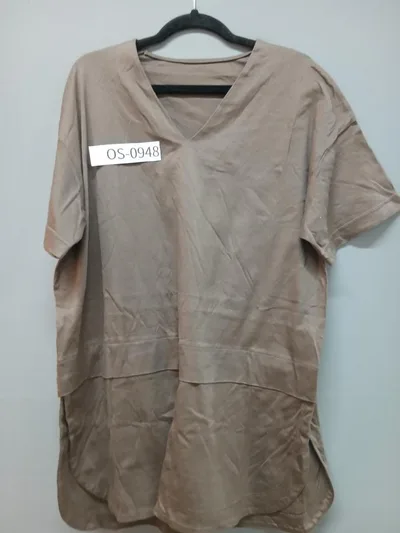 OS-0948 Vネック 半袖 Tシャツ ブラウン MOGA