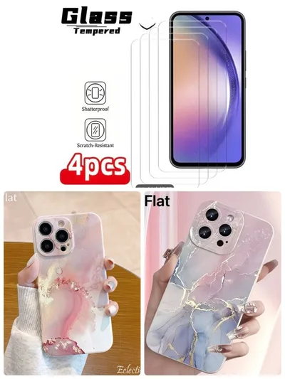 大理石調 iPhone17e、16eケース 2点強化ガラスフィルム付き