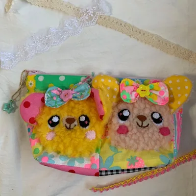 ハンドメイド くまちゃんモチーフ ポーチ