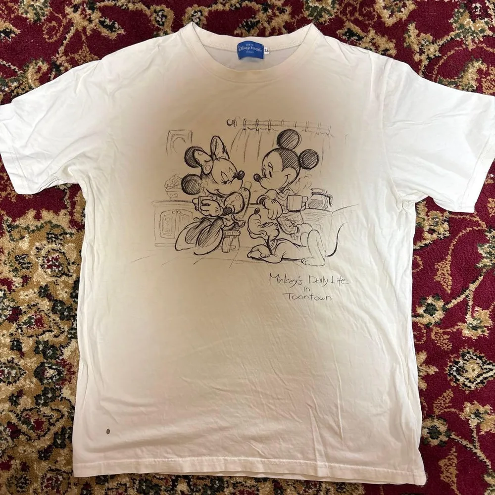 ディズニーリゾート スケッチ風 Tシャツ LL ミッキー ミニー プルート 白