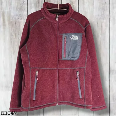 ノースフェイス 美品 フリースジャケット ワインレッド 刺繡ロゴ M K1047