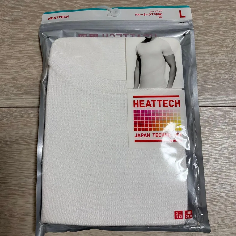 新品未開封★ユニクロ ヒートテック クルーネックT 半袖 メンズ L ホワイト