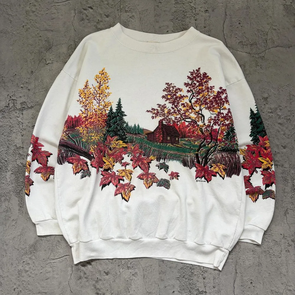 90s【Lifestyles】ライフスタイルズ(XL)スウェット*USA製*紅葉