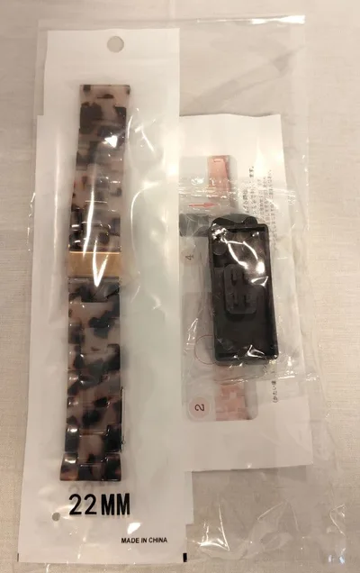 新品未使用【スマートウォッチ用 交換ベルト 22mm】 べっ甲風