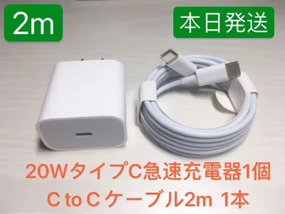 2m ケーブル iPhone16 USBタイプC&20W PD急速充電器セット
