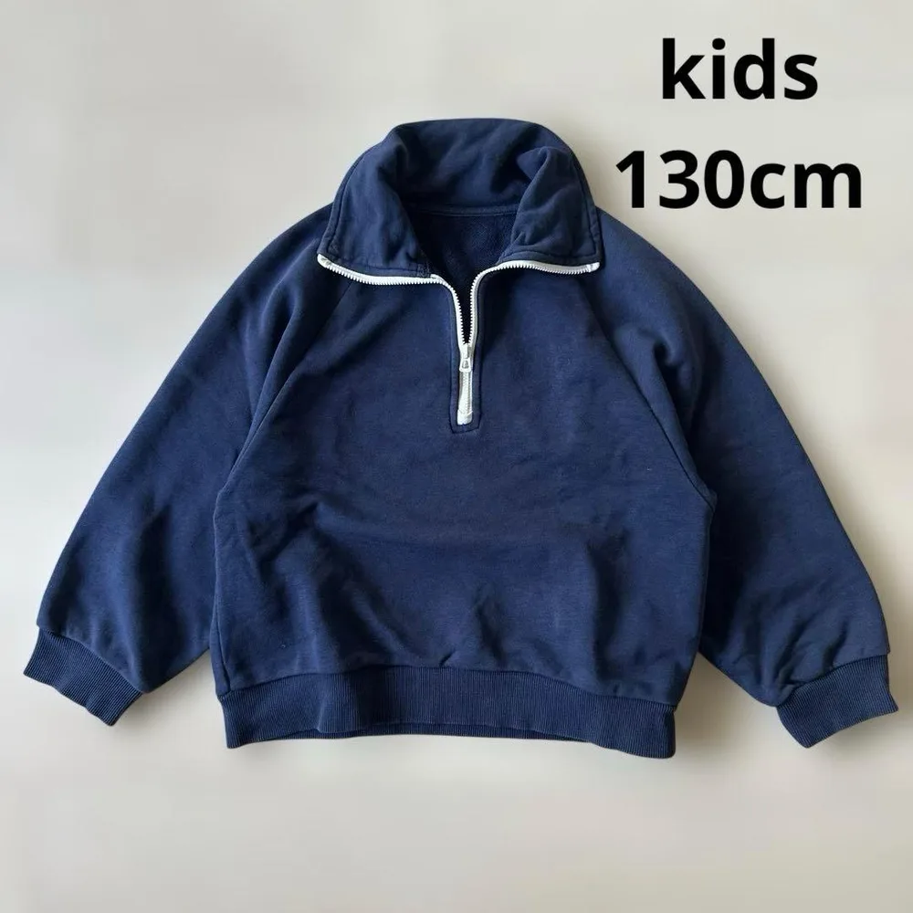 ⭐️kids130cm⭐️ハーフジップ スウェット ネイビー 紺