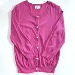 LANVIN en Bleu ピンク 長袖 カーディガン パールボタン 38