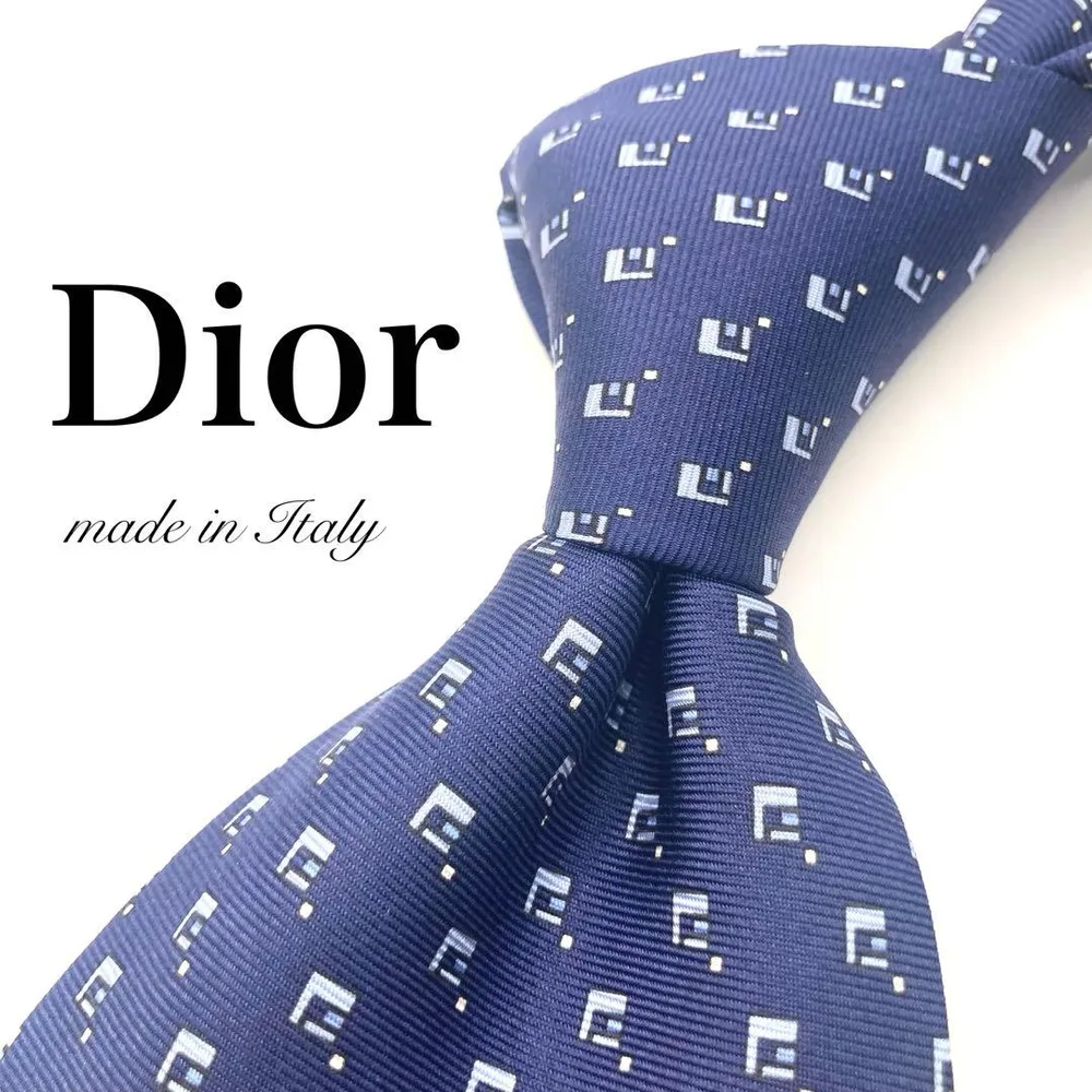 【極美品】 Dior 小紋柄 ネクタイ ネイビー シンプル 綺麗め 大人しめ