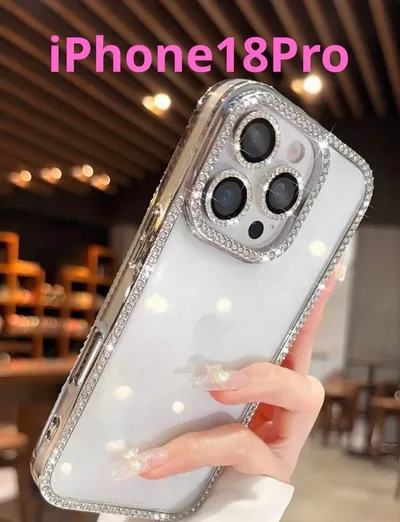 iPhone18Pro用ケース ラインストーン装飾 ホワイト 3001