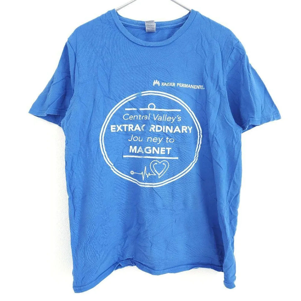 ギルダン 半袖Tシャツ クルーネック プリント S 青 綿 カジュアル デイリー