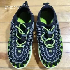 KEEN キッズ サンダル ブラック/グリーン ユニーク 21センチ キーン