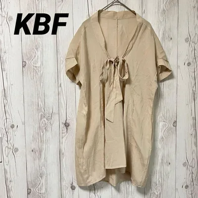 【KBF】トップス ブラウス 半袖 カットソー シアー リボン 透け感 長め