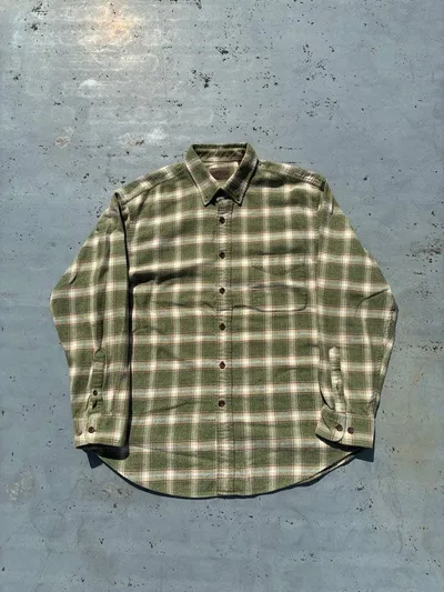 ST.JOHN'S BAY チェックネルシャツ L グリーン系 VINTAGE
