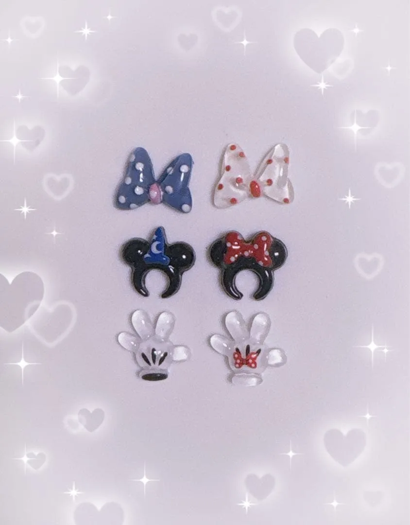 ネイルパーツ ミッキーとミニーちゃん 6個セット