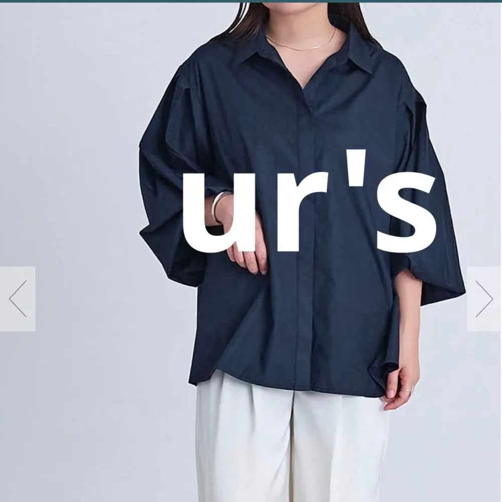 ur's ユアーズ ボリュームスリーブシャツ ネイビー M 紺