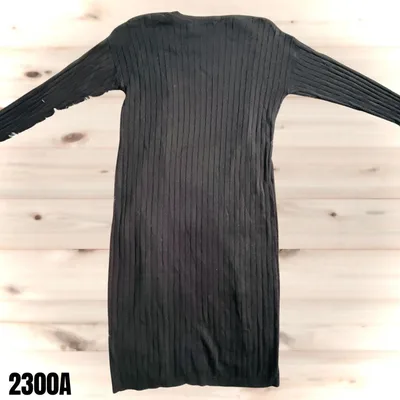 UNIQLO ユニクロ ブラックリブ編みロングカーディガン 2300