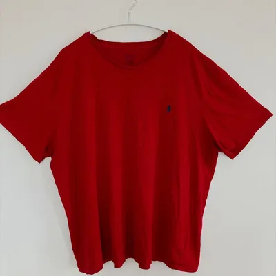 ラルフローレン Tシャツ クルーネック 半袖 無地 ビッグサイズ 赤 綿