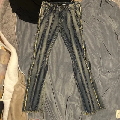 VALABASAS デニムパンツ ストライプ ダメージ加工28