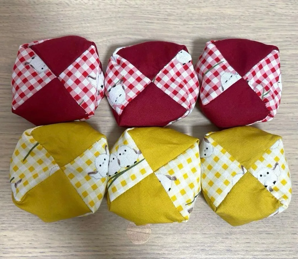 ハンドメイド お手玉 6個セット シマエナガ柄 知育玩具 手遊び