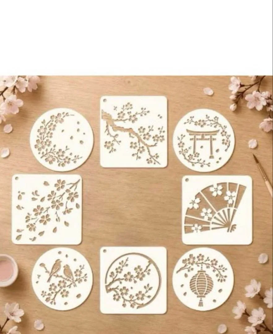 【再入荷】ステンシルシート 描画 テンプレート《SAKURA》8枚入り