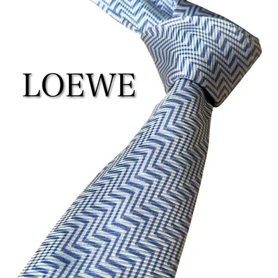 【良品】 LOEWE ロエベ ストライプ柄 アナグラム ネクタイ