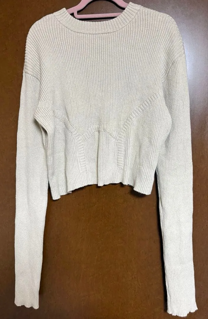 JUEMI リブ編みクロップドセーター フリーサイズ 背中開き 可愛い