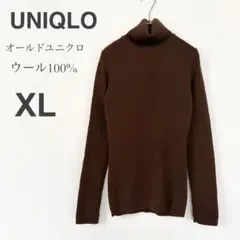 オールドユニクロ UNIQLO タートルネックニット M 茶 ウール100 秋冬