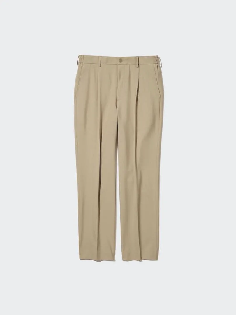 UNIQLO メンズ タックワイドパンツ スラックス ベージュ Mサイズ